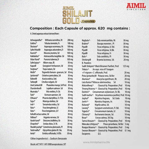 Aimil Shilajit Gold Capsules – 20 Caps